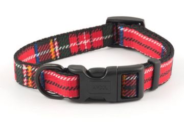 Ancol Red Tartan Polyester Adjustable Collar 8" 12" x 1