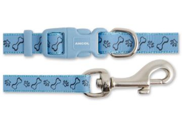 Ancol Small Bite Paw'n' Bone Collar & Lead Set Sky Blue x 1