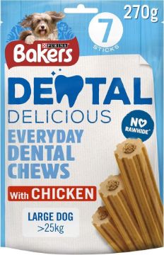 Bakers Dental Delicious Large 270g Chicken 7 Stick x 6