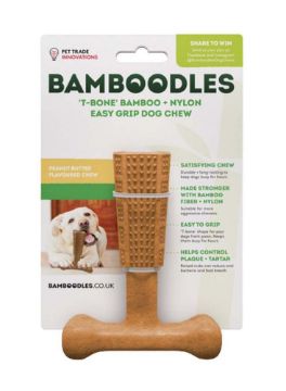 Bamboodles T-Bone Dog Chew Peanut Butter Small 4" x 1