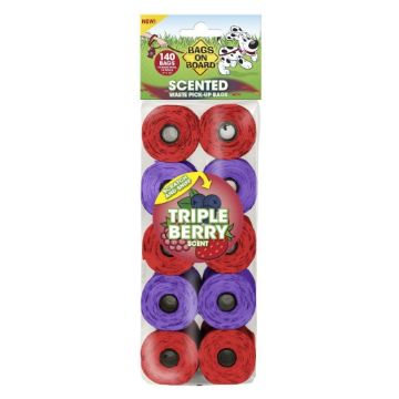 Bags on Board Scented Poo Bags Triple Berry 140 Bags