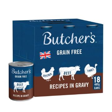 Butcher's Dog Cans Meaty Recipes in Gravy 400g x 18