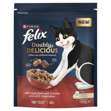 Felix Dry Doubly Delicious Beef Chicken & Veg 750g x 4