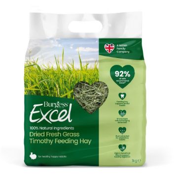 Excel Feeding Hay Dried Fresh Grass 100% Timothy Hay 1kg x 4