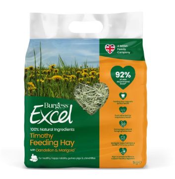 Excel Feeding Hay Timothy with Dandelion & Marigold 1kg x 4