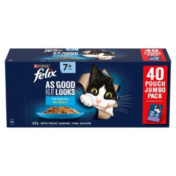 Felix AGAIL 7+ Senior Cat Pouch Fish Selection Jelly 85g 40pk