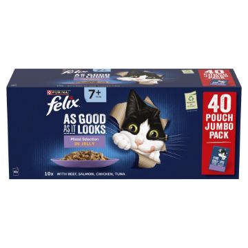 Felix AGAIL 7+ Senior Cat Pouch Mixed Selection Jelly 85g 40pk