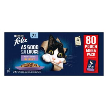 Felix AGAIL 7+ Senior Cat Pouch Mixed Selection Jelly 85g 80pk