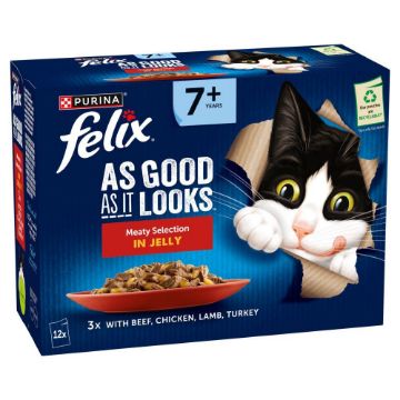Felix AGAIL 7+ Senior Cat Pouch Meaty Selection 85g 12-Pack x 4