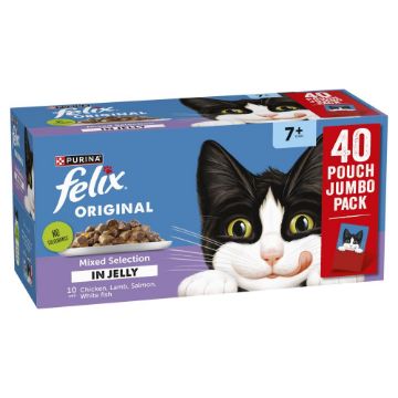 Felix Pouch Original Senior 7+ Mixed Selection in Jelly 85g 40pk