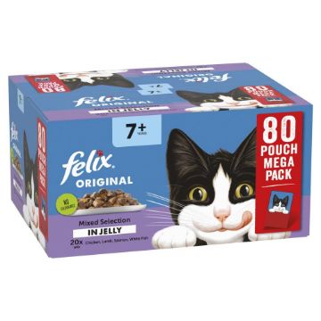 Felix Pouch Original Senior 7+ Mixed Selection in Jelly 85g 80pk