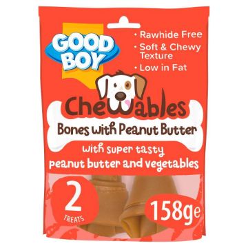 Good Boy Chewables Peanut Butter Bone Medium 2pk x 8