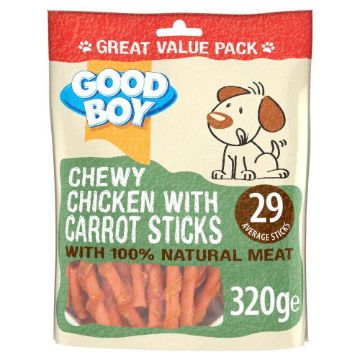 Good Boy Dog Treats Chewy Chicken & Carrot Sticks 350g x 3
