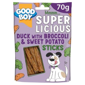 Good Boy Superlicious Duck, Sweet Potato & Broccoli Sticks 70g x 14