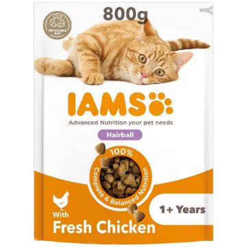 Iams Cat Hairball Chicken 800g