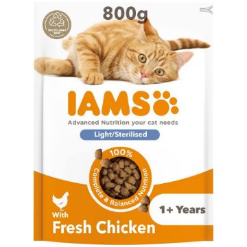 Iams Cat Light / Sterilised Chicken 800g