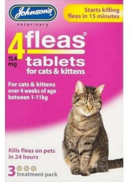 Johnson's 4-Fleas Cat & Kitten Flea Tablets 3 Treatment x 1