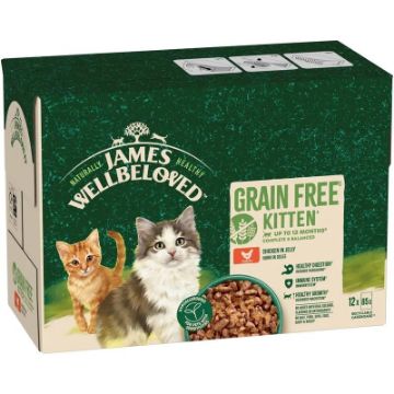 JWB Kitten Pouch Grain Free Chicken 85g x 12