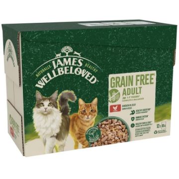 JWB Senior Cat Pouch Grain Free Chicken Jelly 85g x 12