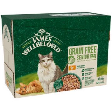 JWB Senior Cat Pouch Grain Free Turkey 85g x 12