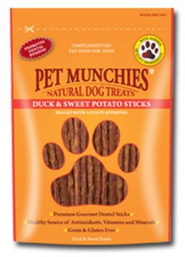 Pet Munchies Dog Treats Duck & Sweet Potato Sticks 90g x 8