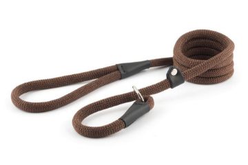 Ancol Deluxe Nylon Rope Slip Lead 50kg 12mm x 1.5m Brown x 1