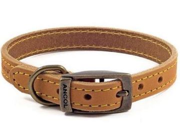 Ancol Timberwolf Leather Collar Mustard 14" (26-31cm) x 1