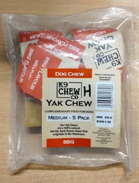K9 Chew Co. Yak Chew BBQ Medium x 5