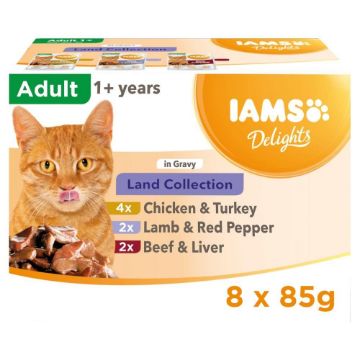 Iams Cat Pouch Delights Land Collection Gravy 8pk x 1