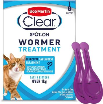 Bob Martin Clear Spot-On Cat Wormer 2 Tube x 1
