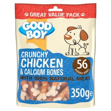 Good Boy Dog Treats Crunchy Chicken & Calcium Bones 350g x 4