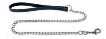 Ancol Leather Chain Lead 30kg Medium 32" Black x 1