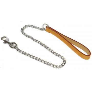 Ancol Leather Chain Lead 30kg Medium 32" Tan x 1