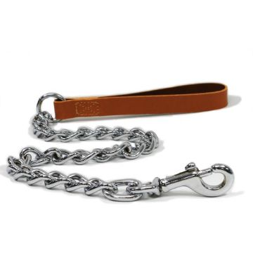 Ancol Leather Chain Lead 75kg X-Heavy 30" Tan x 1