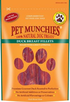 Pet Munchies Dog Treats Duck Breast Fillets 80g x 8