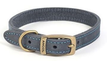 Ancol Timberwolf Leather Collar Blue 22" x 1