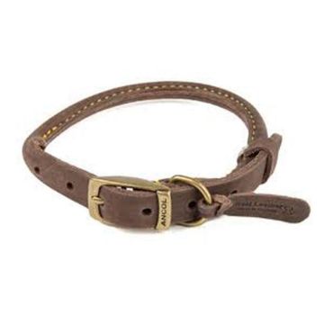 Ancol Timberwolf Rolled Leather Collar Sable 16" Size 3 x 1