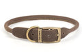 Ancol Timberwolf Rolled Leather Collar Sable 24" Size 7 x 1