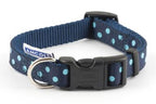Ancol Nylon Adjustable Collar Navy & Sky Blue Polka 20-30cm Size 1-2 x 1