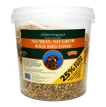 J&J Wild Bird No Mess No Grow Seed 6kg TUB x 1
