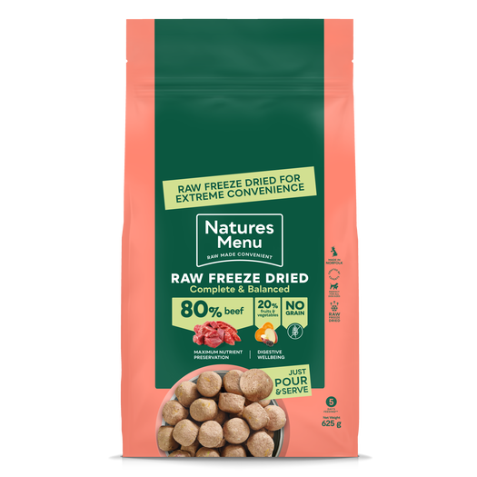 Natures Menu 80% Beef Raw Freeze Dried Dog Food Nuggets 4 x 625g