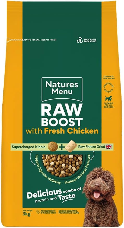 Natures Menu Raw boost Dry Food for Dogs with Fresh Chicken - 3kg