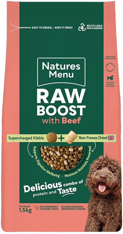 Natures Menu Raw boost Dry Food for Dogs with Beef - 1,5kg