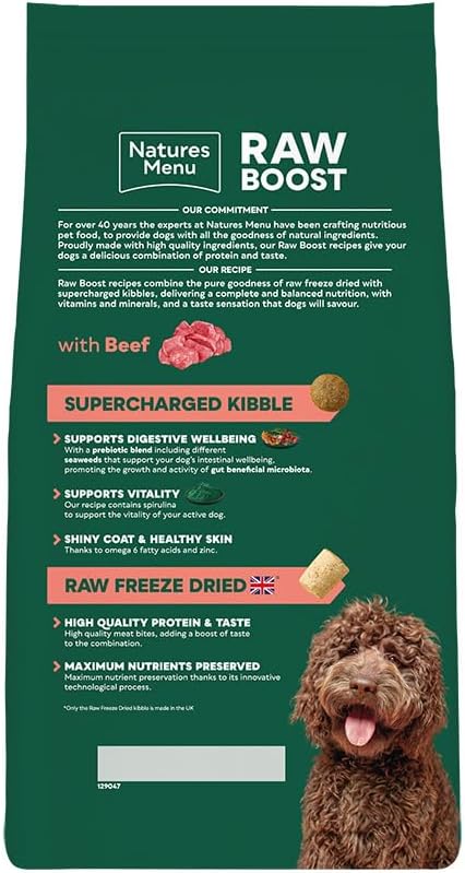 Natures Menu Raw boost Dry Food for Dogs with Beef - 1,5kg