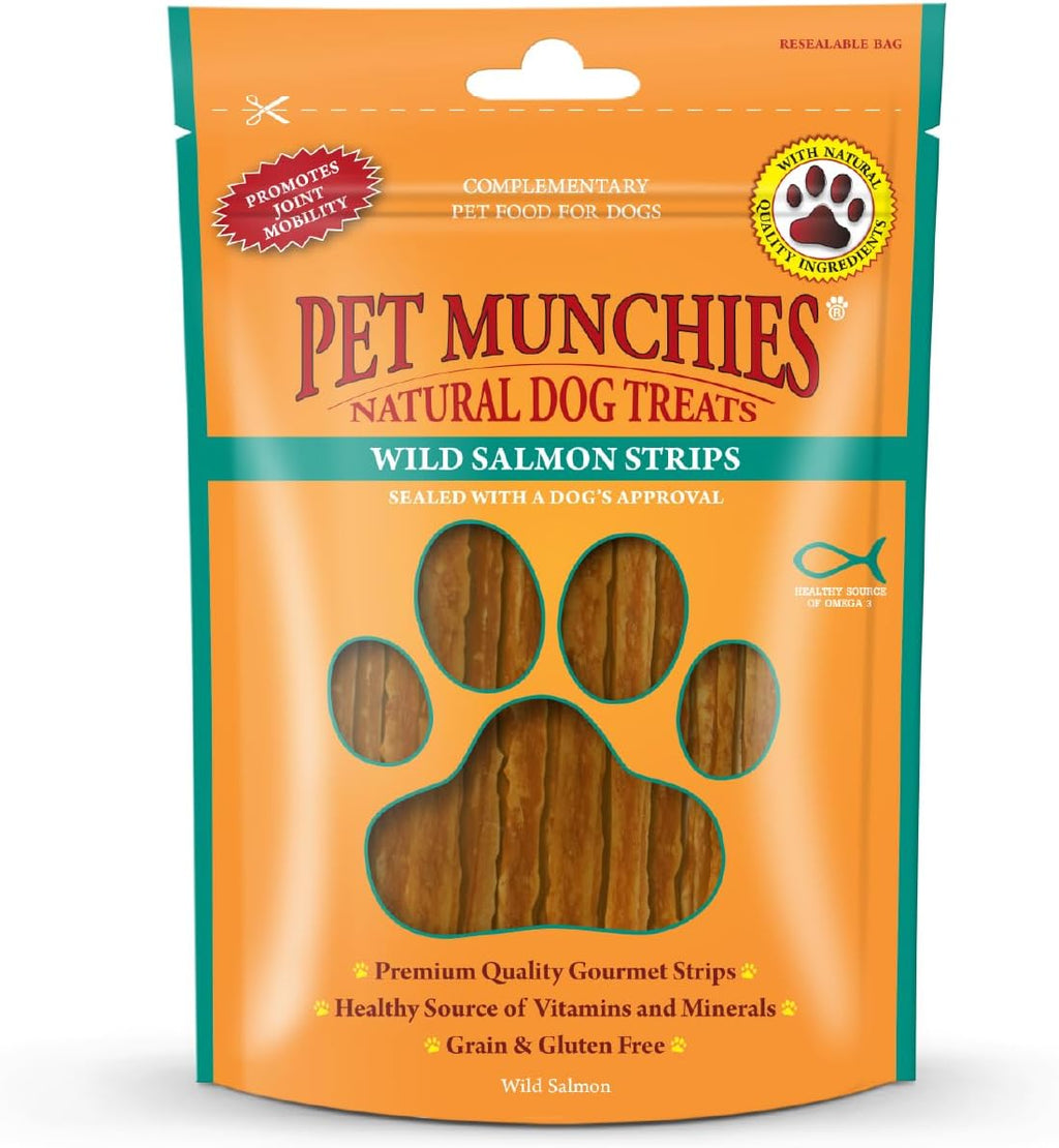 Pet Munchies Dog Treats Wild Salmon Strips 80g x 8