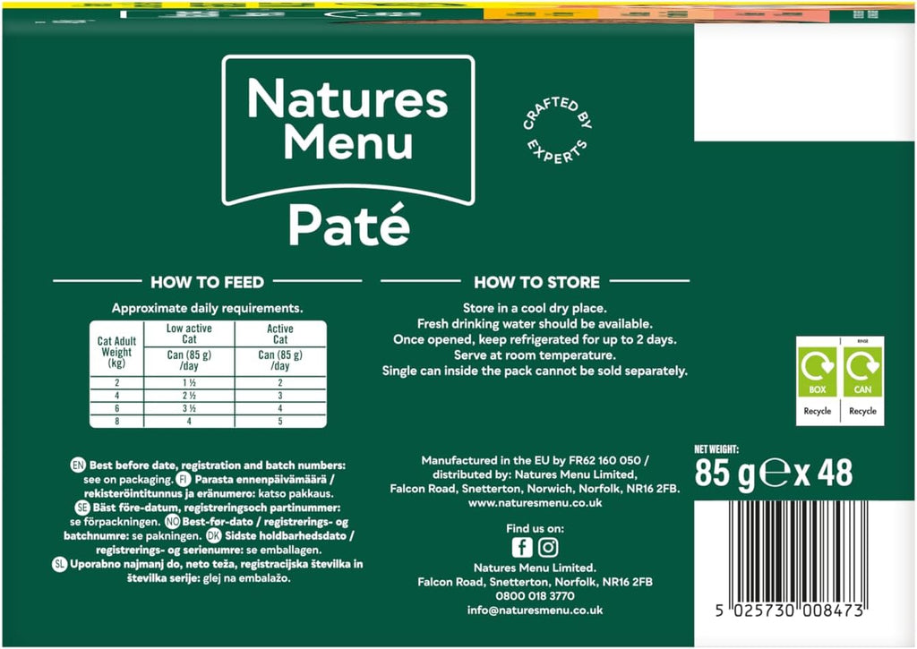 Natures Menu Wet food for Adult Cats - Multipack Paté - 12 x 85g