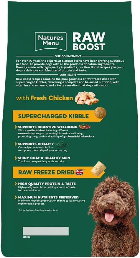 Natures Menu Raw boost Dry Food for Dogs with Fresh Chicken - 3kg