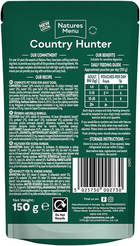 Country Hunter Dog Food Pouch Free Range Chicken (6 x 150g)