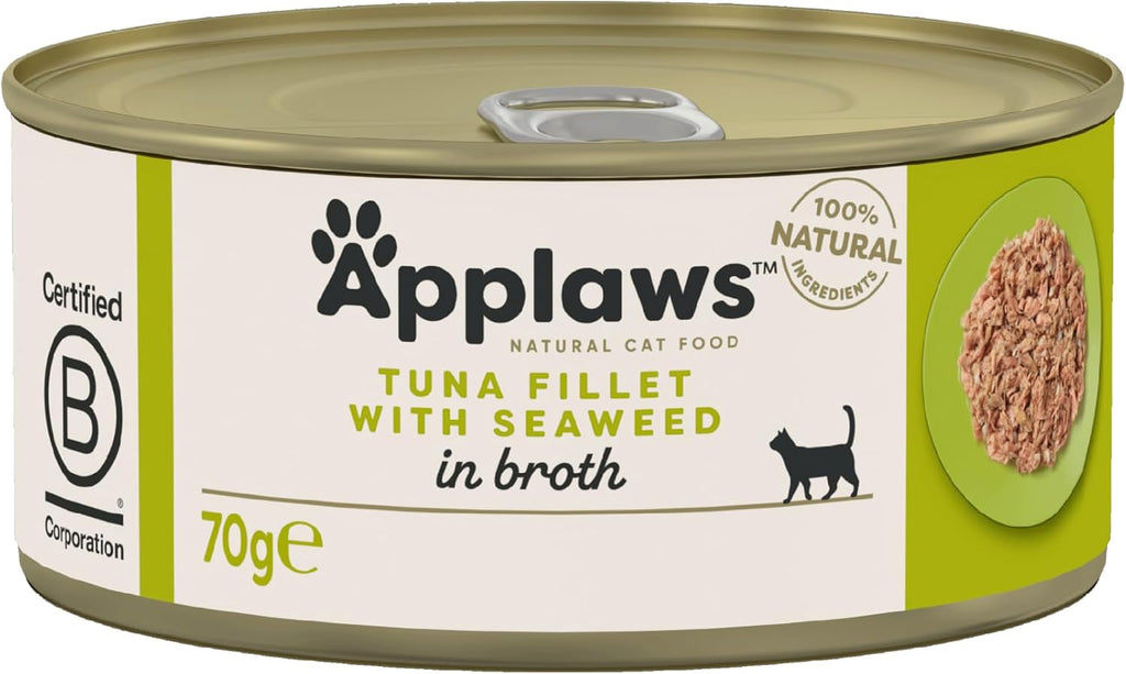 Applaws Cat Can Tuna Fillet & Seaweed in Broth 70g x 24