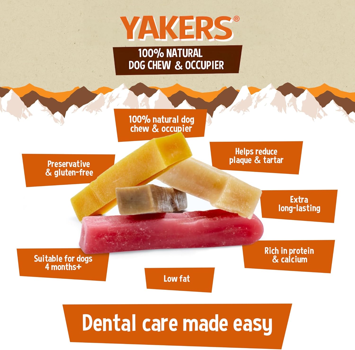 YAKERS Original Natural Dog Chews - Healthy Himalayan Chews, Natural Dog Treats & Occupier, Long-Lasting Chew Bars for All Breeds